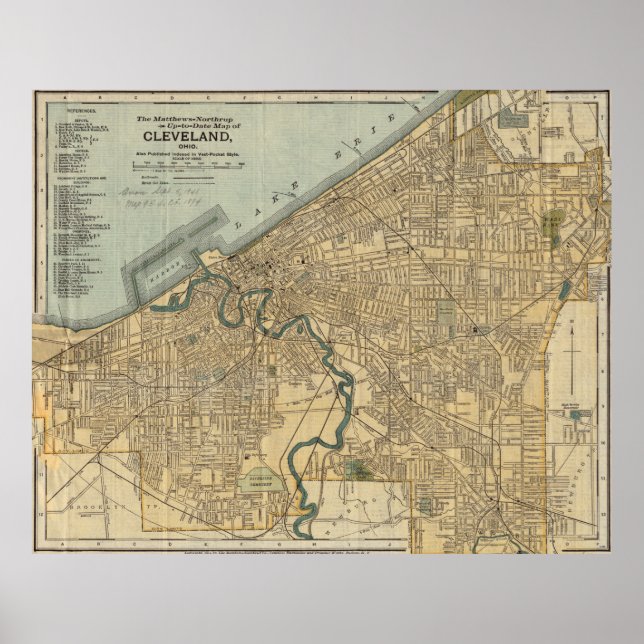 Vintage Map of Cleveland OH (1894) Poster (Front)