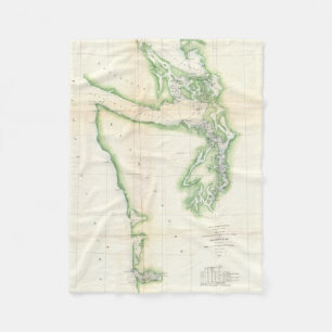 Vintage Map of Coastal Washington State (1857) Fleece Blanket