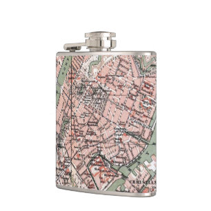 Vintage Map of Copenhagen Denmark (1888) Hip Flask