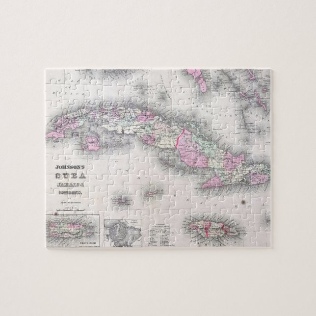 Vintage Map of Cuba (1861) Jigsaw Puzzle (Horizontal)