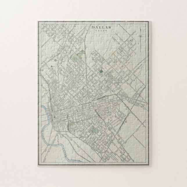 Vintage Map of Dallas Texas (1901) Jigsaw Puzzle (Vertical)