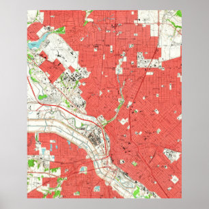 Vintage Map of Dallas Texas (1958) 2 Poster