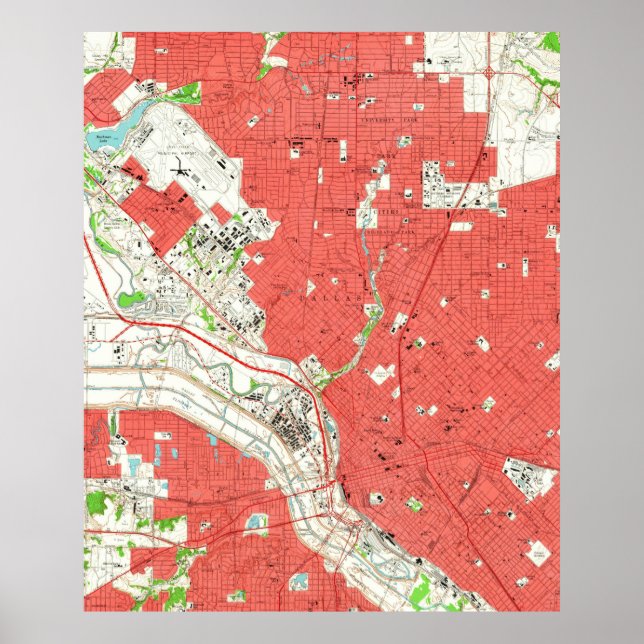 Vintage Map of Dallas Texas (1958) 2 Poster (Front)