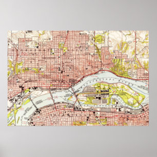 Vintage Map of Davenport Iowa (1953) Poster