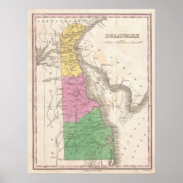 Vintage Map of Delaware (1827) Poster (Front)