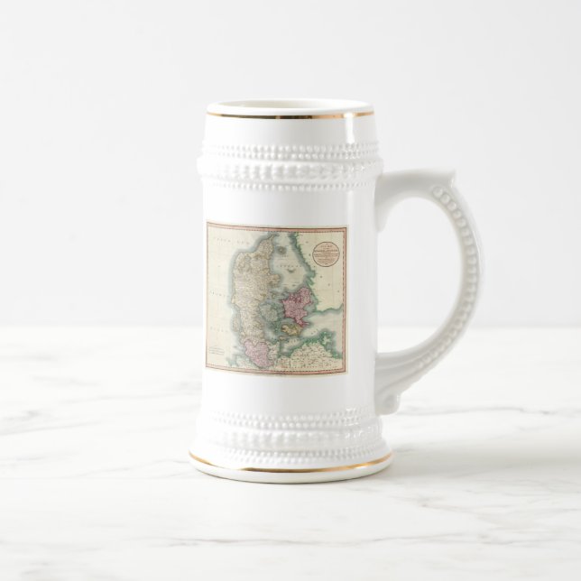 Vintage Map of Denmark (1801) Beer Stein (Right)