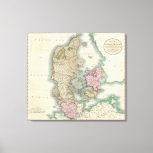 Vintage Map of Denmark (1801) Canvas Print