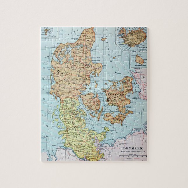 Vintage Map of Denmark (1905) Jigsaw Puzzle (Vertical)