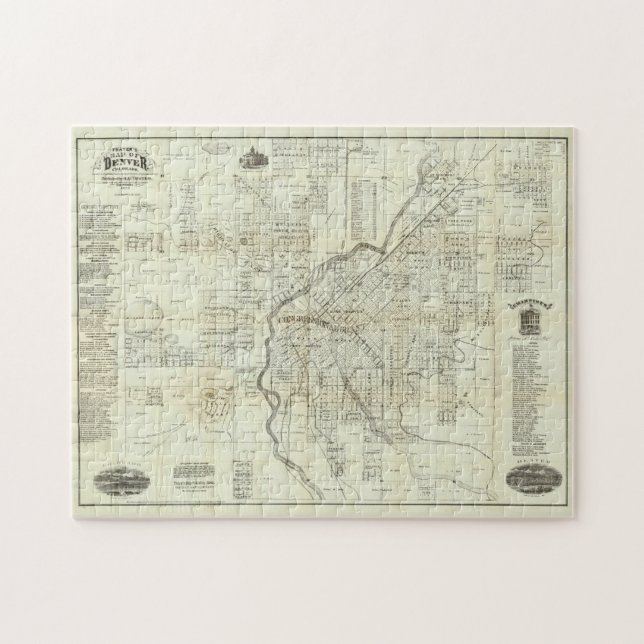 Vintage Map of Denver CO (1879) Jigsaw Puzzle (Horizontal)