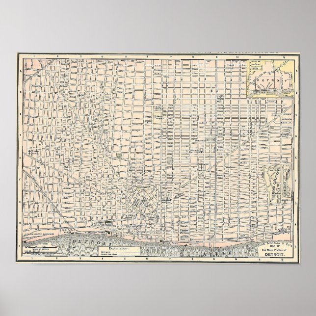 Vintage Map of Detroit (1895) Poster (Front)