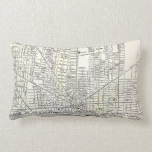 Vintage Map of Detroit Michigan (1872) Lumbar Cushion