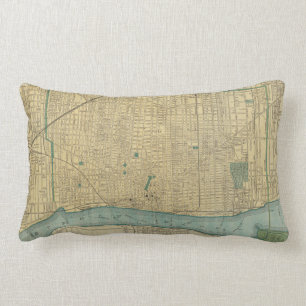 Vintage Map of Detroit Michigan (1895) Lumbar Cushion