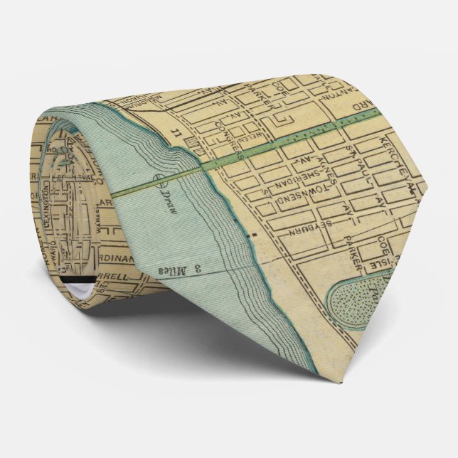 Vintage Map of Detroit Michigan (1895) Tie (Rolled)
