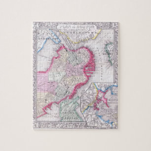 Vintage Map of Downtown Boston (1864) Jigsaw Puzzle