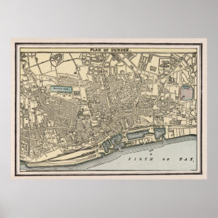 Vintage Map of Dundee Scotland (1901) Poster