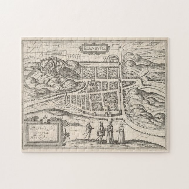 Vintage Map of Edinburgh Scotland (1581) Jigsaw Puzzle (Horizontal)