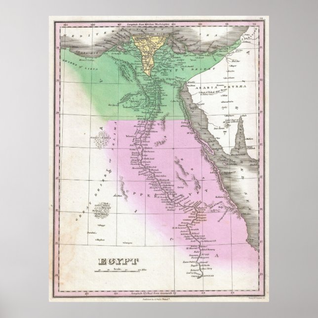 Vintage Map of Egypt (1827) Poster (Front)