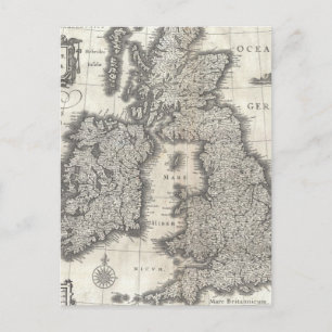 Vintage Map of England and Ireland (1631) Postcard
