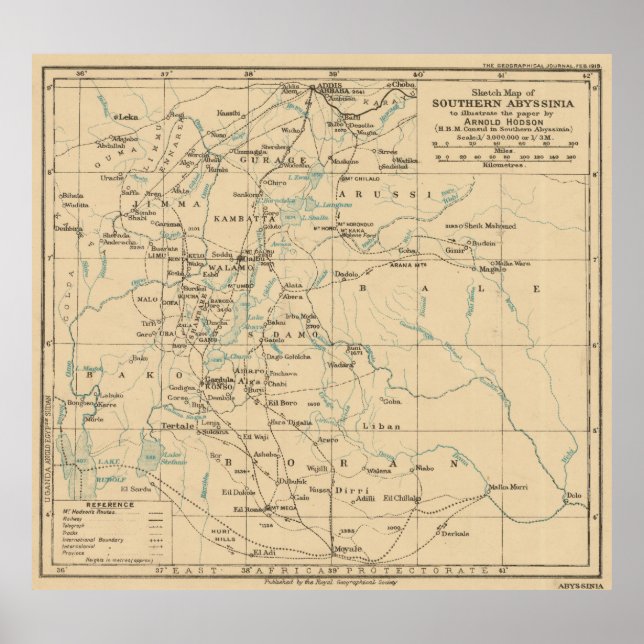 Vintage Map of Ethiopia (1919) Poster (Front)