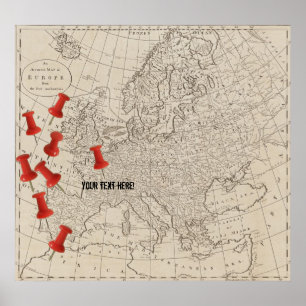 Vintage Map of Europe (1800) Map Marker Poster