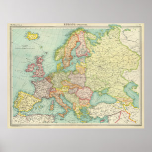 Vintage Map of Europe (1922) Poster