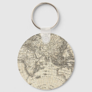Vintage Map Of Europe and Asia Key Ring