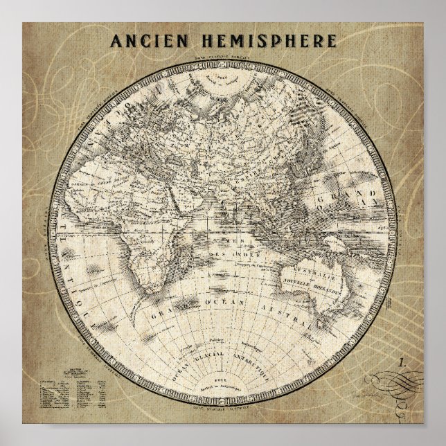 Vintage Map Of Europe and Asia Poster (Front)