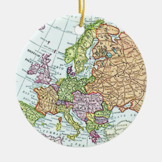 Vintage map of Europe colourful pastels Ceramic Tree Decoration