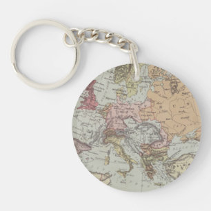 Vintage Map of Europe Key Ring