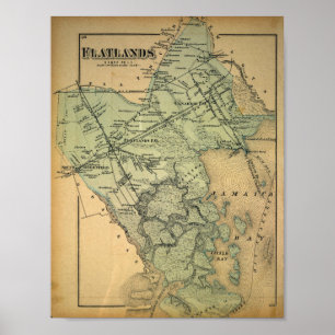 Vintage Map Of Flatland, Long Island, 1873 Poster