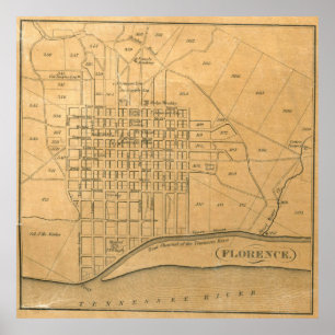 Vintage Map of Florence Alabama (1840) Poster