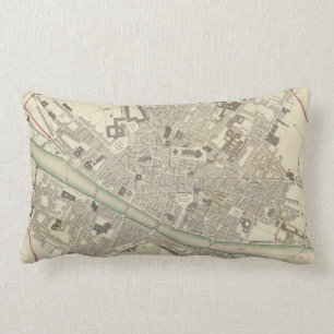 Vintage Map of Florence Italy (1835) Lumbar Cushion