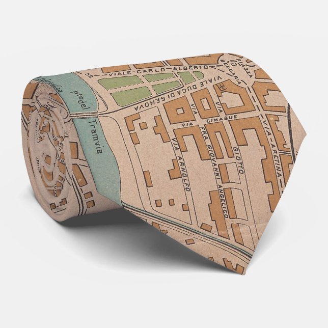 Vintage Map of Florence Italy (1910) Tie (Rolled)