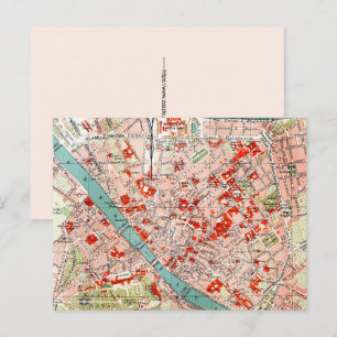 Vintage Map of Florence Postcard