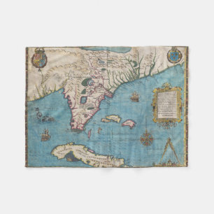 Vintage Map of Florida (1591) Fleece Blanket