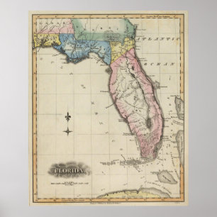 Vintage Map of Florida (1823) Poster