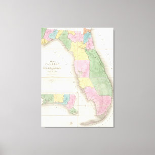 Vintage Map of Florida (1839) Canvas Print