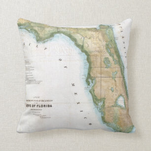 Vintage Map of Florida (1848) Cushion