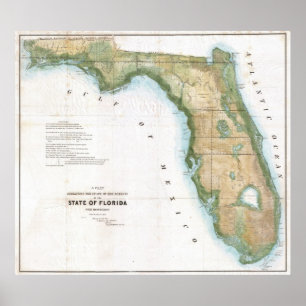 Vintage Map of Florida (1848) Poster