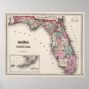 Vintage Map of Florida (1873) Poster