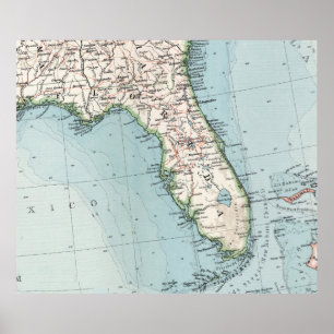 Vintage Map of Florida (1900) Poster