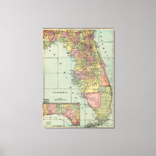 Vintage Map of Florida (1909) Canvas Print