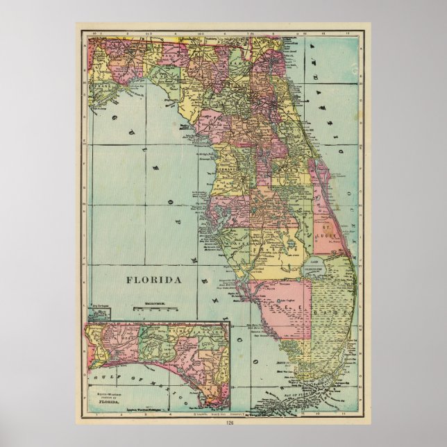 Vintage Map of Florida (1909) Poster (Front)