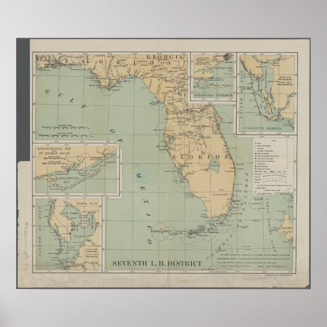 Vintage Map of Florida Poster (Front)