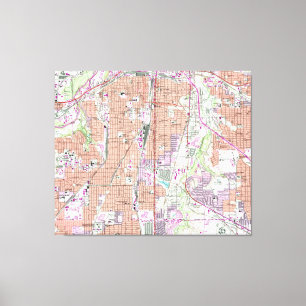 Vintage Map of Fort Worth Texas (1955) 2 Canvas Print