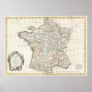 Vintage Map of France (1771) Poster