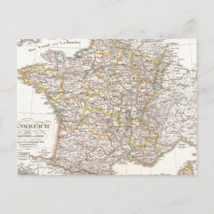 Vintage Map of France (1850) Postcard