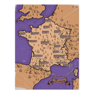 Vintage Map of France Poster