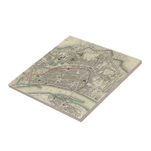 Vintage Map of Frankfurt Germany (1837) Tile
