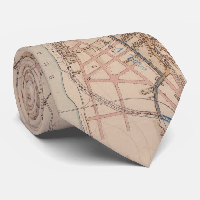 Vintage Map of Frankfurt Germany (1880) Tie (Rolled)